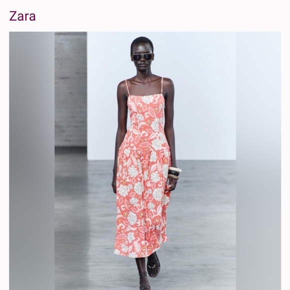 Zara Collection Cotton Linen Blend Bloggers Favorite Midi Dress - Picture 2 of 13